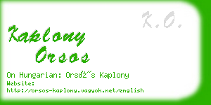 kaplony orsos business card